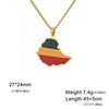  Drip Oil Ethiopia Map Flag Pendant Necklace Women Men Stainless Steel Fashion Ethiopia Patriotic Jewelry Wholesale