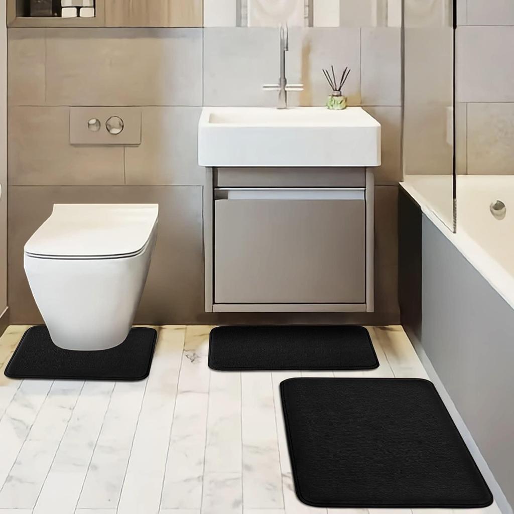 Non-Slip, Absorbent, Dirt-Resistant Bathroom Mats - Simple Style Flannel Floor Mats