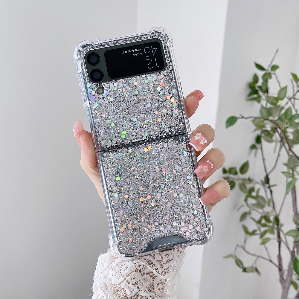 For Samsung Galaxy Z Flip 6 5 4 3 ZFlip6 Case Fantasy Sequin Transparent Folding For Flip4 Shockproof Protection Hard Back Cover