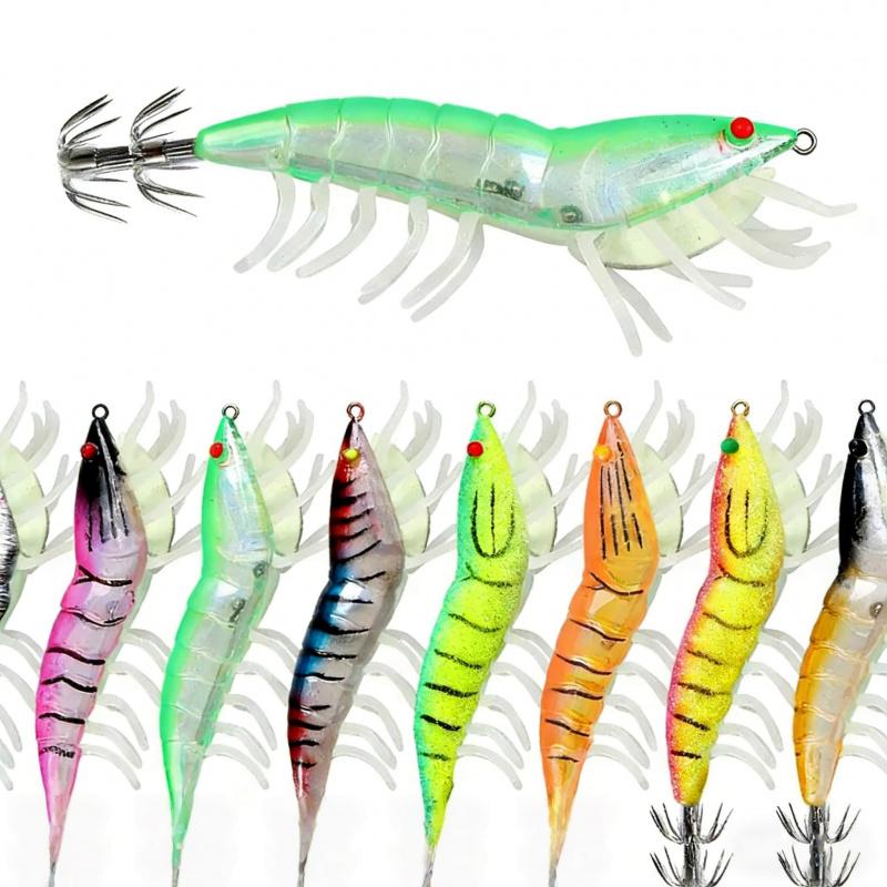 12cm22gUmbrella Hook Luminous Fake Shrimp Bait Sea Fishing Lure Special Night Fishing Squid Bait