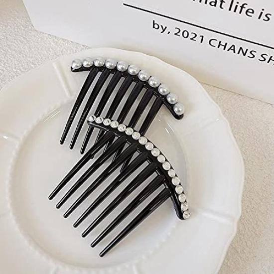 DE Abend Einfaches Haar Empfohlen für Perle und Diamant Schlichtes Design Abend Hochsteckfrisur Kamm EZ_Pfirsich [Büro Hochsteckfrisur] Styling, Anfänger, (2er-Pack) (ZU)