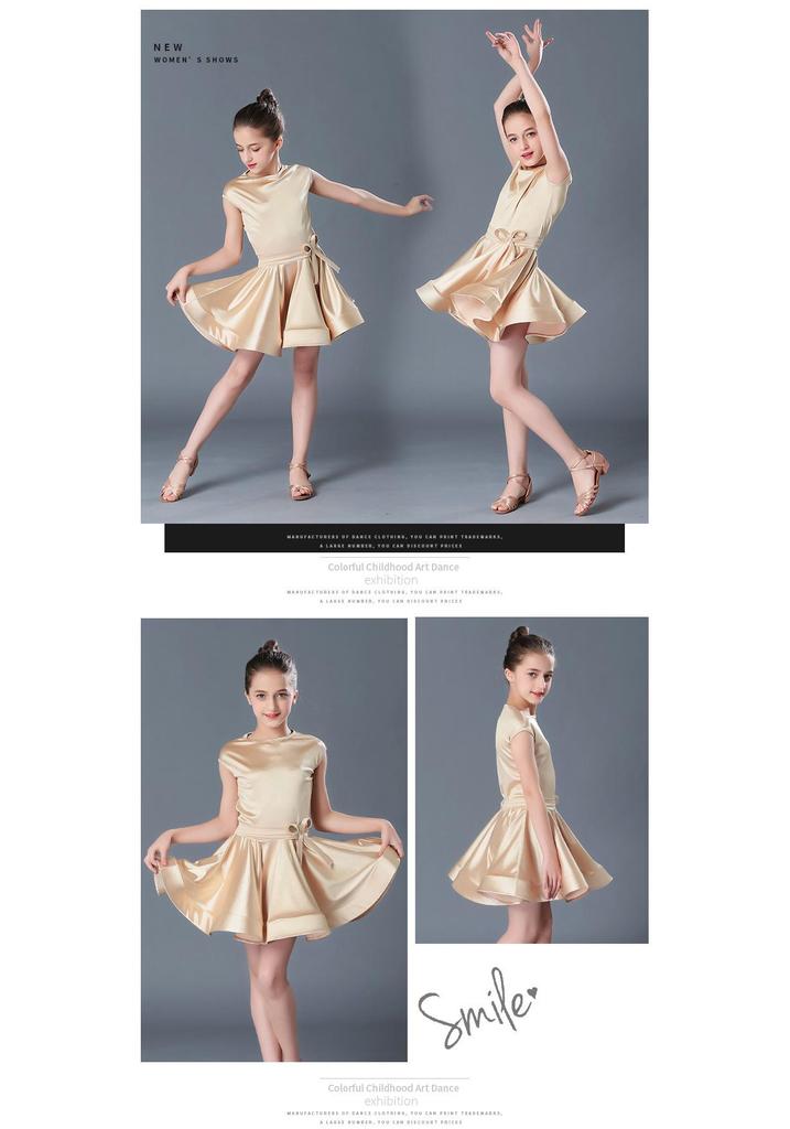 Mid-Sleeve Latin Dance Skirt for Girls – Competition & Performance-Grade Dancewear