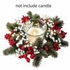 Flower Artificial Wreath Candle Rings Red Berry Pillar Candlestick Wreath Candle Holder  Party
