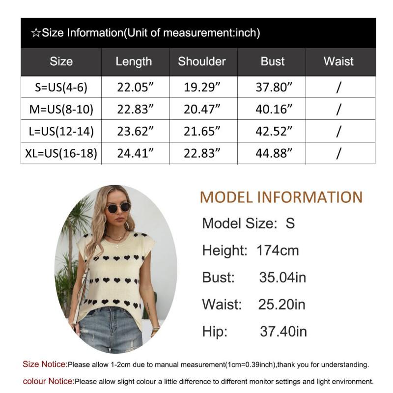 Womens Loose Fit Knit Top With Embroidered Heart Round Neck Short Sleeve Sweater In Acrylic Casual Office Style