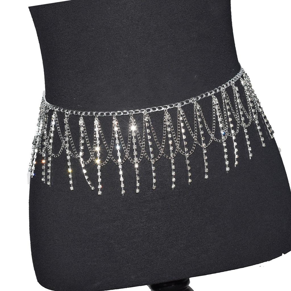 Tassels Waist Chain Elegant Rhinestones Belly Chain Body Jewelry For Stage Performances Prom Night Women Accessories