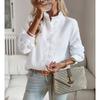 Fashion Spring Autumn Long Sleeve Pleated Women Shirt Elegant Loose Casual Ruffled Single-Breasted Elegant Office Blouse Ladies Basic Tops