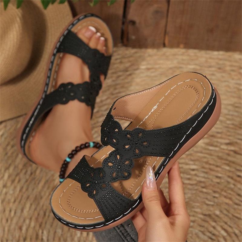 Summer new fish mouth cover foot slope heel fashion casual large size Roman font cool 36