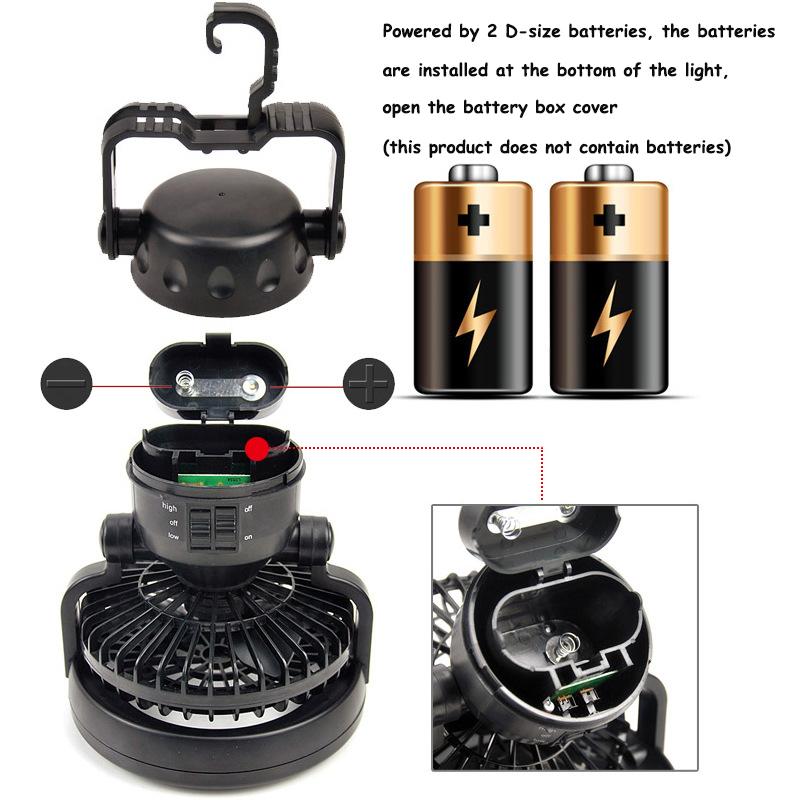 2 in 1 Camping Lantern LED Fan Storm Light 18 LED Portable Camping Lantern with Ceiling Fan for Hiking Outdoor Emergencies Tent