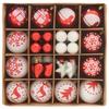 Christmas Ornament Set 40 pcs Red and White Plastic