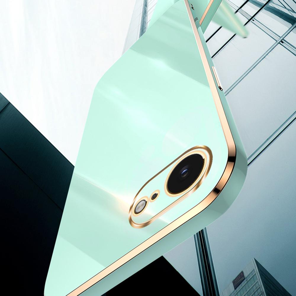

XINLI For iPhone 16e Case TPU Phone Cover with Electroplating Frame Cyan