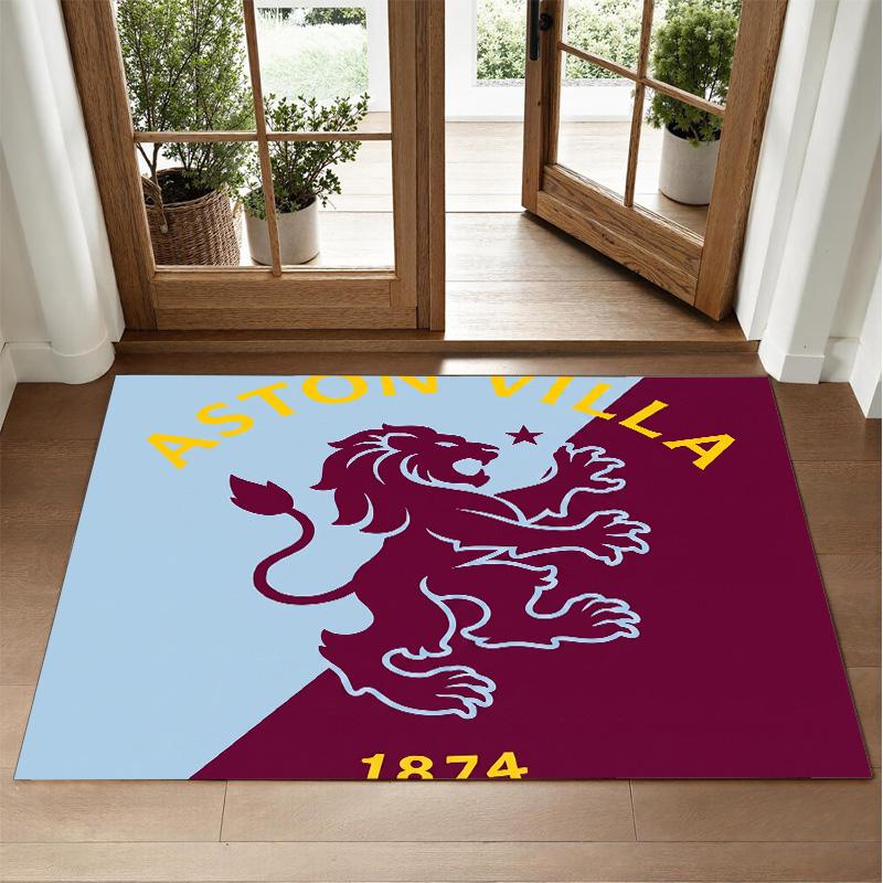 Aston Villa Futbol Tasarımlı Kristal Kadife Halı Yatak Odası Girişi İçin Yumuşak Dekoratif Mat