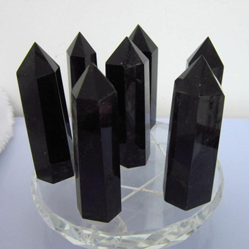 Obsidian Natural 100 Black Quartz Crystal Stone Point Healing Wand Hexagonal