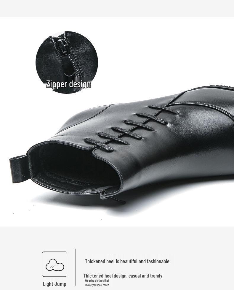 Men's British Style Color Block Leather High-Top Pointed Toe Casual Knight Boots