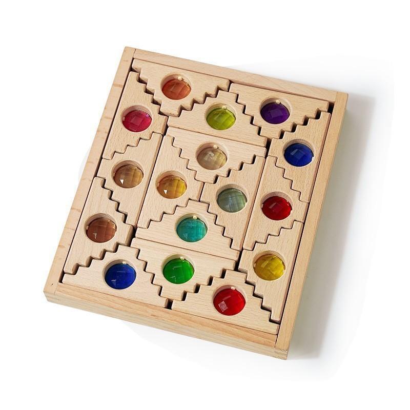 Rainbow Building Block Mandala Translucent Diamond Matching Color Castle Building Block Interior Creative Ornaments Stacking Music Toys