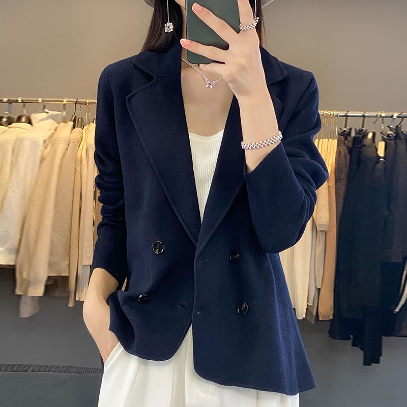 Women's Suit Cardigan Temperament Solid Color Tops Autumn Long Sleeve Fashion Jacket Ageing Casual Chic
