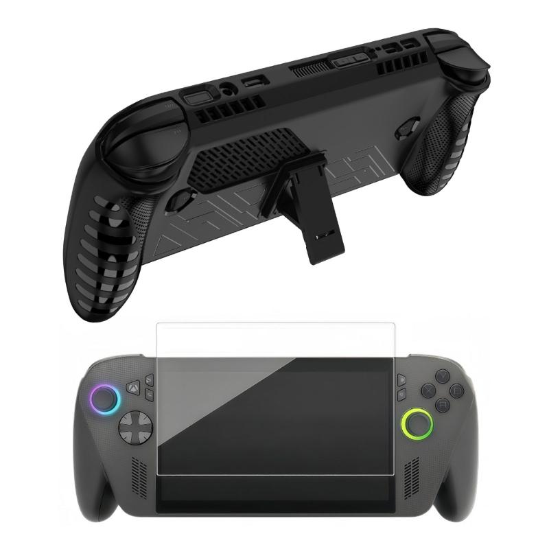 

Flexible Silicone Case And Protective Tempered Glass Film For Gaming Consoles Accessories Full Body Protector чорний