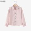 ZANZEA Women Turn Down Collar Long Sleeve Casual Floral Blouse