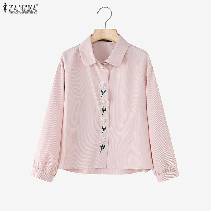 ZANZEA Women Turn Down Collar Long Sleeve Casual Floral Blouse