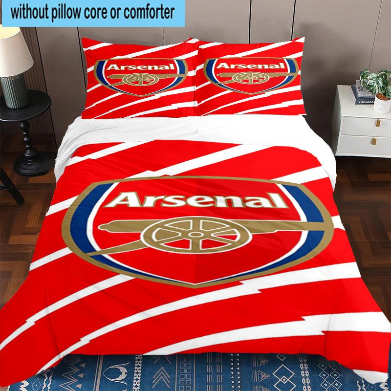 Set Biancheria da Letto Stampato con Stemma Arsenal Football Club 3 Pezzi Chiusura con Zip Include 1 Copripiumino & 2 Federe Set Biancheria da Letto Arredamento Casa Regali