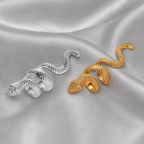 Exaggerated Snake Print Finger Band, Adjustable Open Snake Ring, Three-Dimensional Winding Design Animal Ring for Jewelry Gift