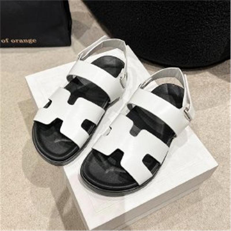Cross-border foreign trade large size Velcro sandals women's 2024 summer new one-word buckle belt casual wear Roman sandals