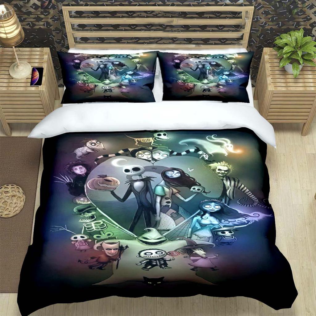 Horror Film The Nightmare Before Christmas Print Bedding Sets Bed Supplies Set Duvet Cover Bed Comforter Set Bedding Set Gift