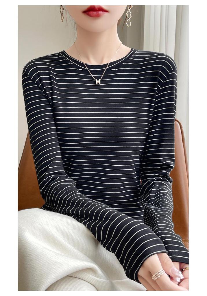 Women's Self-Heating Striped Long Sleeve Slimming Pullover