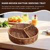 Imitation Rattan Basket Storage Box 3 Grids Round Coffee Table Tray Ingredients Classification Box Living Room Fruit Basket