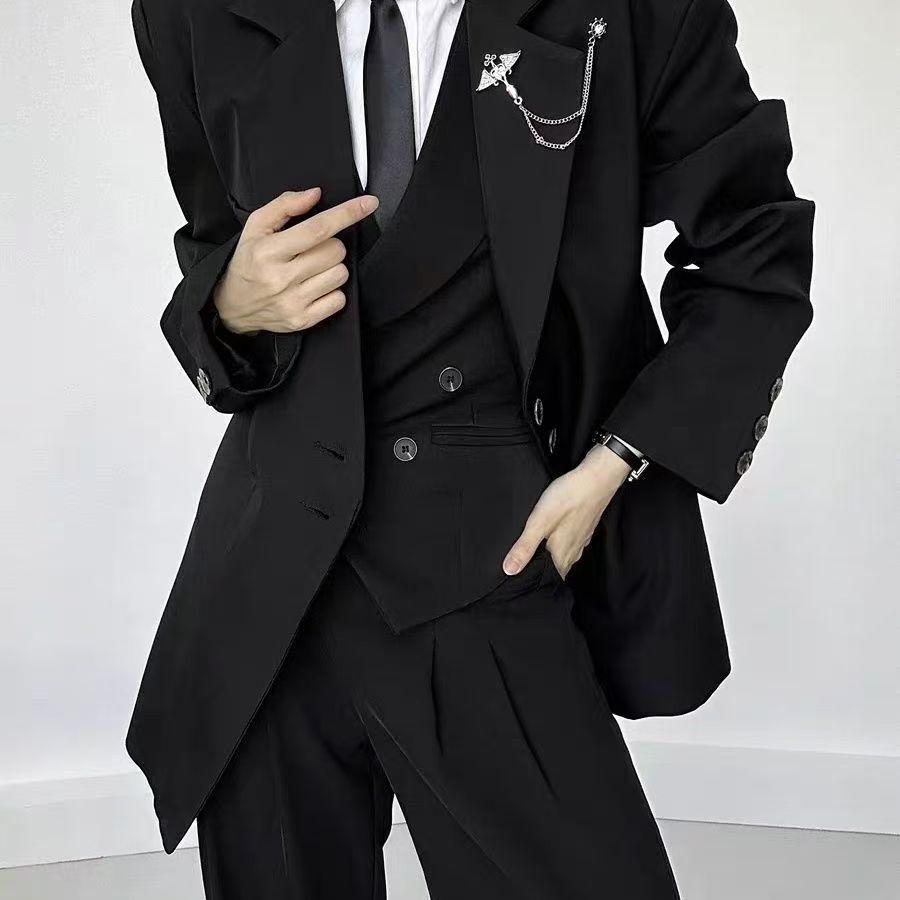 Double Breasted Notch Lapel Vest Slim Fit Groom Suit Waistcoat Men Business Formal Coat