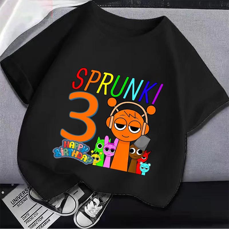 Sprunki Camiseta de Cumpleaños para Niños Niñas de 1 a 9 Años Incredibox Algodón Ropa para Niños Lindo Dibujo Animado Juego Estampado Gráfico Tops Regalo para Fiesta