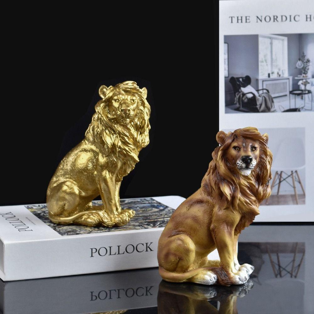 Retro Animal Ornament Luxury Miniatures Figurine Sculpture Crafts Lion Statue  Entrance