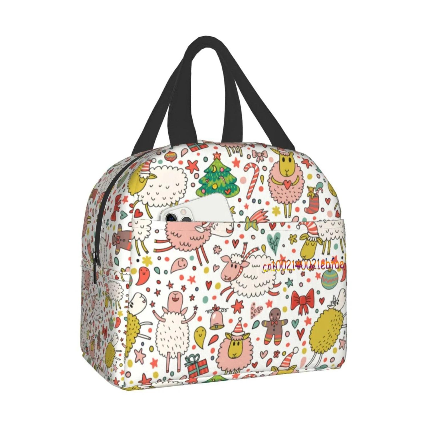 

Каваи Овечка Милое Животное Сумка для Ланча Дорожная Коробка Работа Бенто Охладитель Многоразовая Холщовая Сумка Коробки для Пикника Изолированный Контейнер Сумки для Покупок 22x20x13CM зелёный