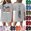 Damski casualowy modny top T-shirt z okrągłym dekoltem, krótkim rękawem i casualowym nadrukiem