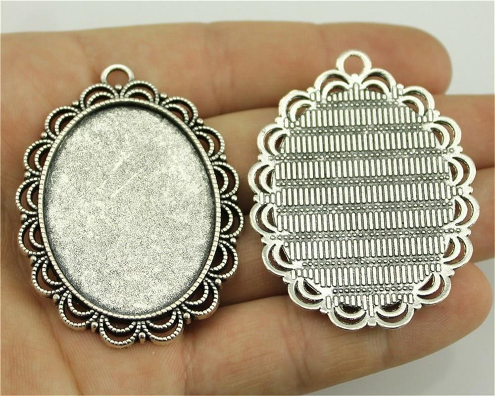2 Pieces Cabochon Cameo Base Jewelry Findings Flower Inner Size 30x40mm Oval Flatback F4093