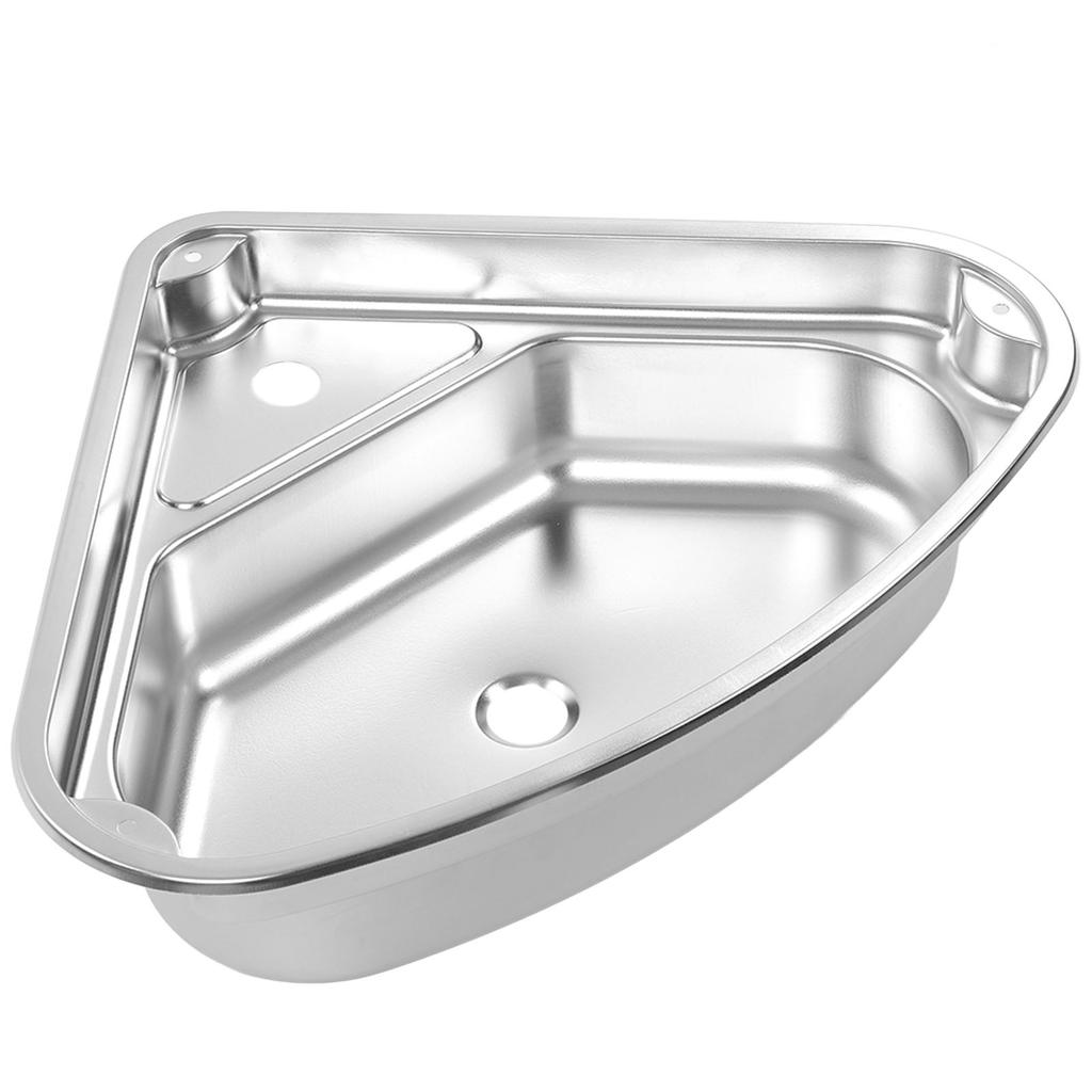 Triangular Kitchen Sink with 40mm Water Outlet 304 Stainless Steel Smooth Surface Easy Clean for RV