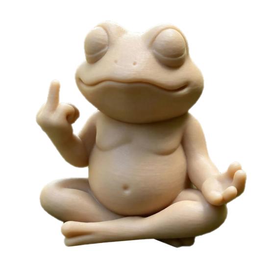 

Meditative Frog Figurine 3D Printed Funny Zen Yoga Frog Garden Statue with Middle Finger for Desk Shelf Home Office Patio Decor Frog