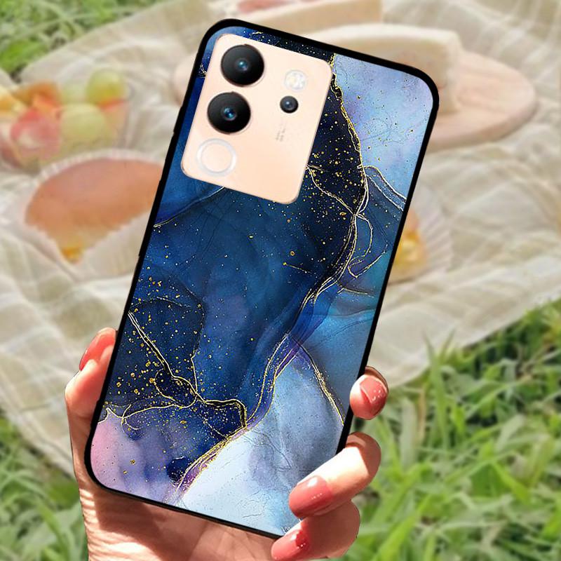 For Vivo V30 Lite Case Cover Silicone Soft Marble Black Bumper Funda Coque for vivo V2314 V30 Lite 5G Full Protective V30Lite