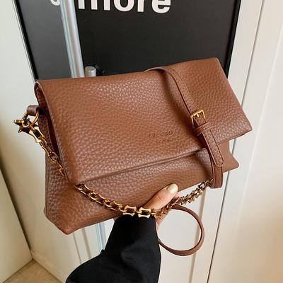 Large Capacity Bag Women'S Retro Simple Premium Folding Ear Chain Crossbody Underarm Small Square Bag
