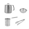 Oil Strainer Pot with Gripper 304 Stainless Steel Basket Fine Mesh Container Tongs