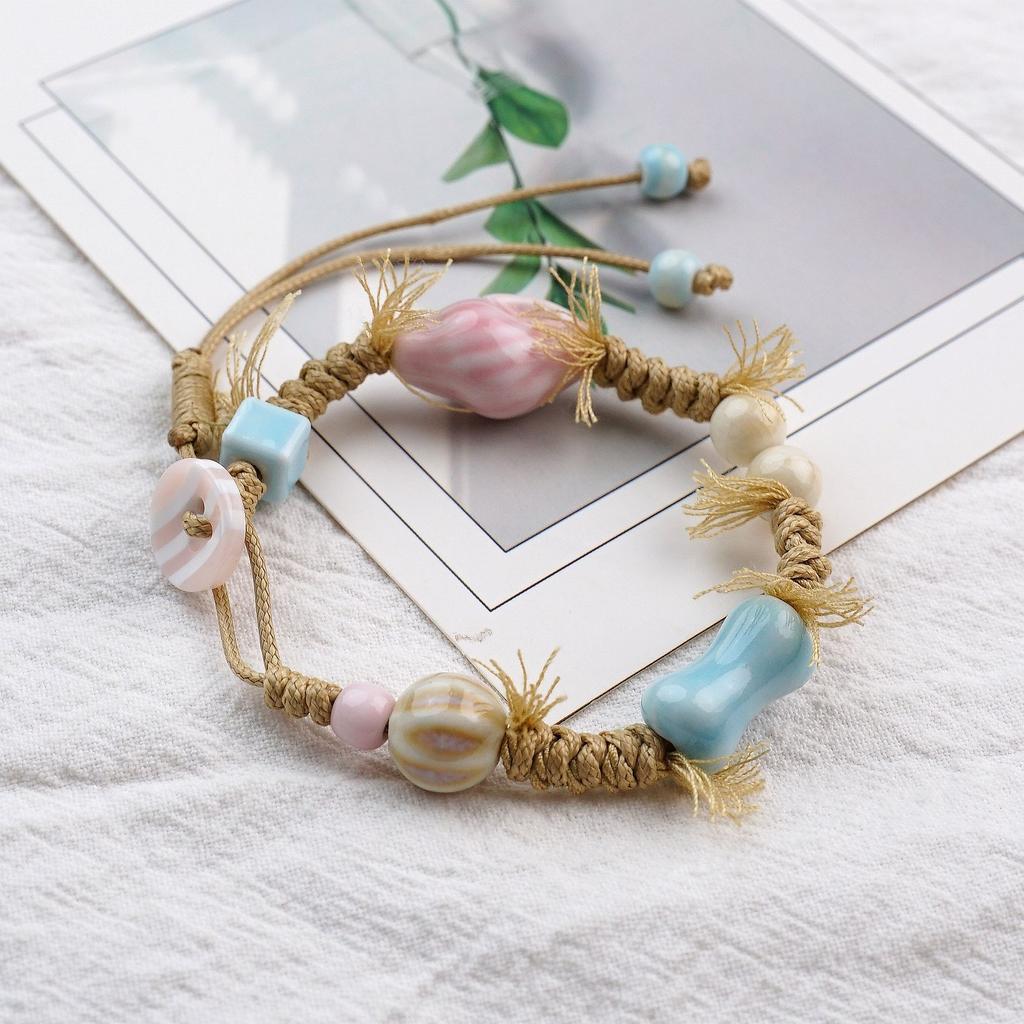 Jingdezhen Ceramic Bracelet Heavy Industry Weaving Star Small Fresh Sweet Bracelet Couple Student Girlfriend Weaving Hand