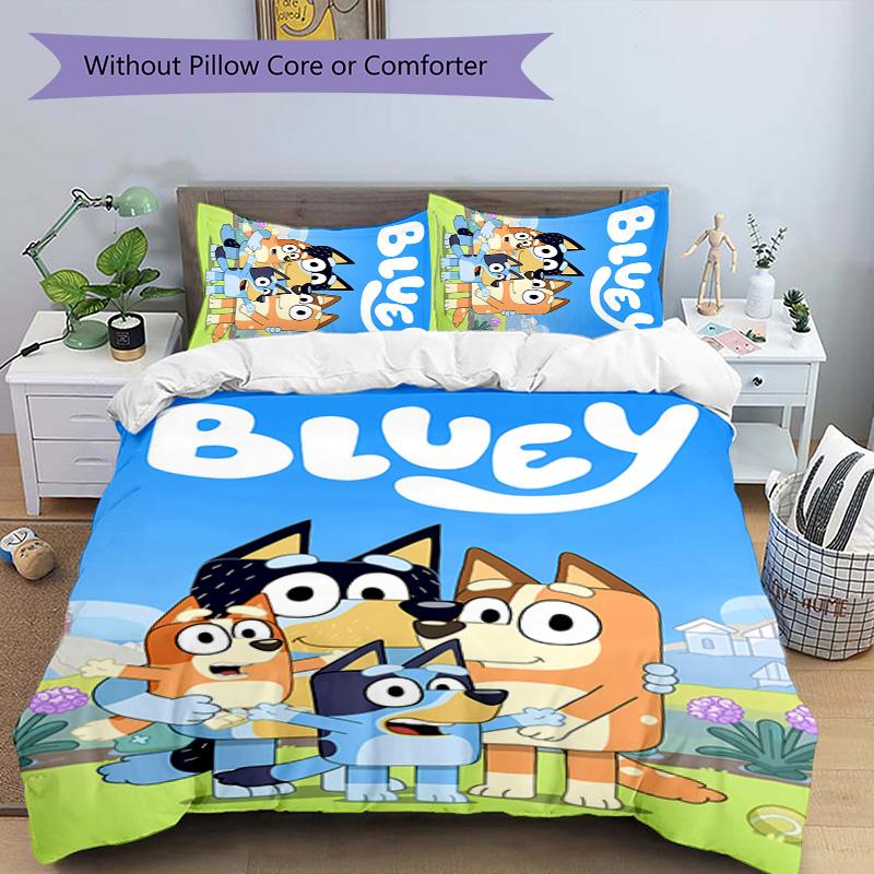 3pcs Bluey pattern bedding set duvet cover set includes duvet cover &pillowcases,perfect all season bedroom decoration&gift