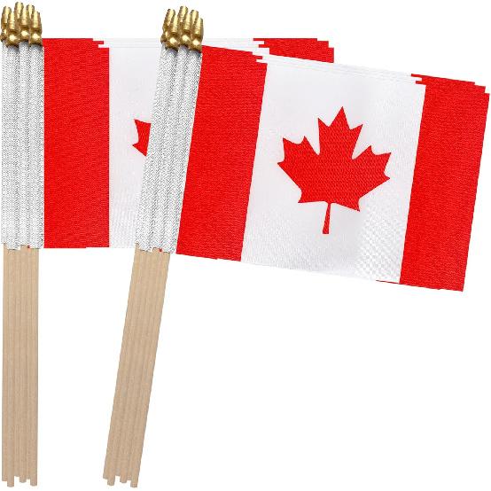 TSMD Canada Stick Flag Canadian Small Mini Hand Held Flags,5x8 Inch,12 Pack