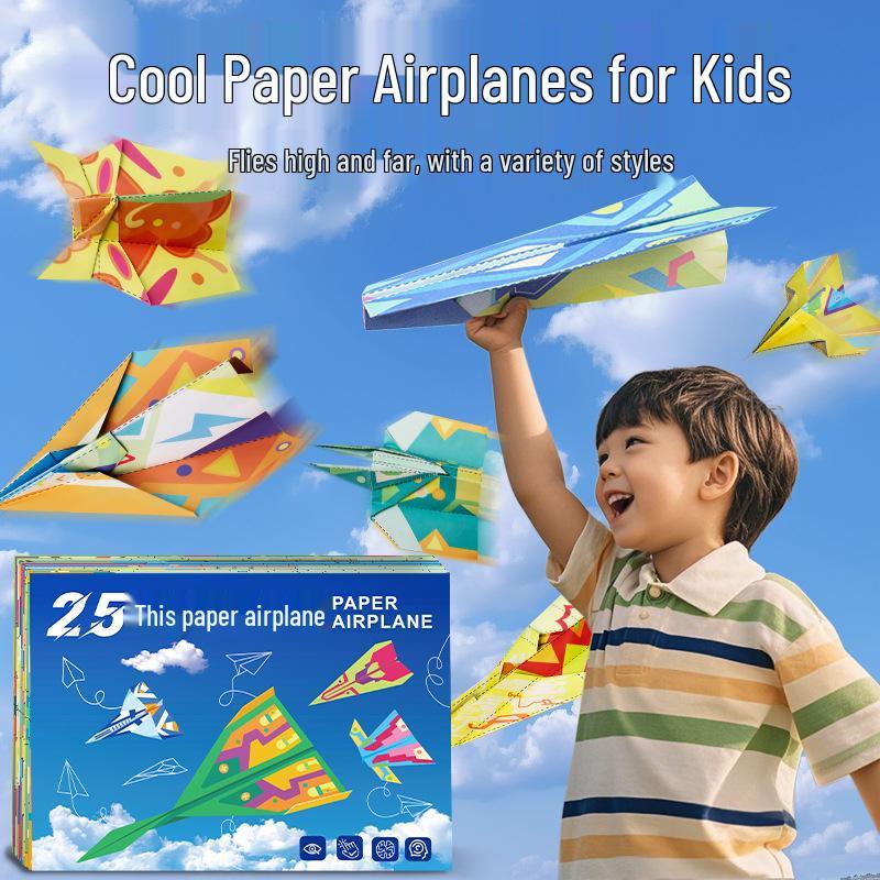 3D Origami Paper Airplane Kit - Colorful Educational Craft for Kids