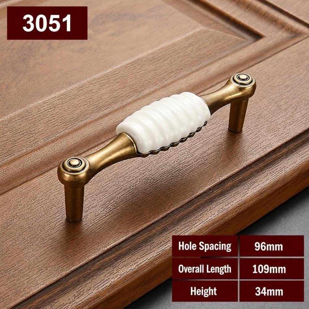Zinc Alloy Ceramic Cabinet Pulls Antique Gold Retro Vintage Drawer Handles European Style Sturdy Antique Dresser Knobs Furniture