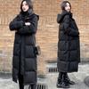 Womens Long Puffer Coat With Hood Thick Winter Cotton-Padded Jacket Oversized Loose Fit Knee-Length Students
