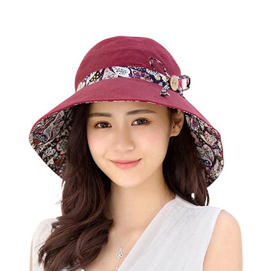 Hat Foldable Breathable Cotton Reversible Foldable Cap for Summer