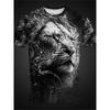 2024 Boutique T-shirt vintage da uomo con stampa 3D di tigre, oversize, a maniche corte, da uomo, alla moda, girocollo, sportiva, manica corta, taglia 6XL