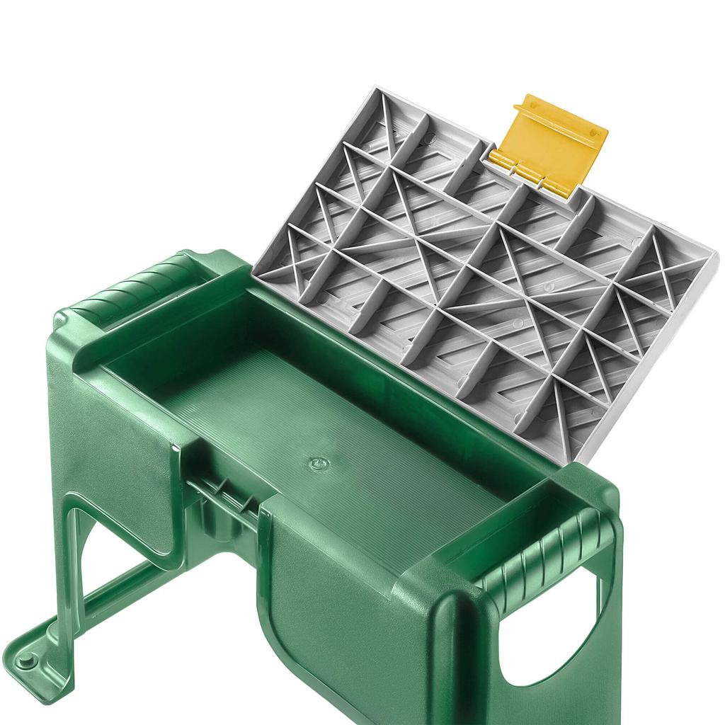 KADAX Genuncher Grădină Taburet Scaun Spațiu de Depozitare Scaun Bancă 3 în 1 Pliabil Verde