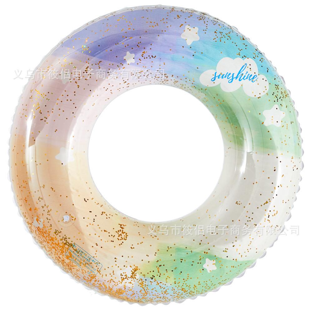 Adult Children Swim Ring Thickened Water Toy With Sequin Ink Pattern Painting