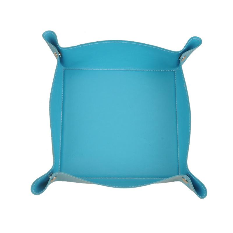 4PCS Creative Office Desk Storage Tray PU Folding Imitation Leather Tray Sundries Key Snack Decorati